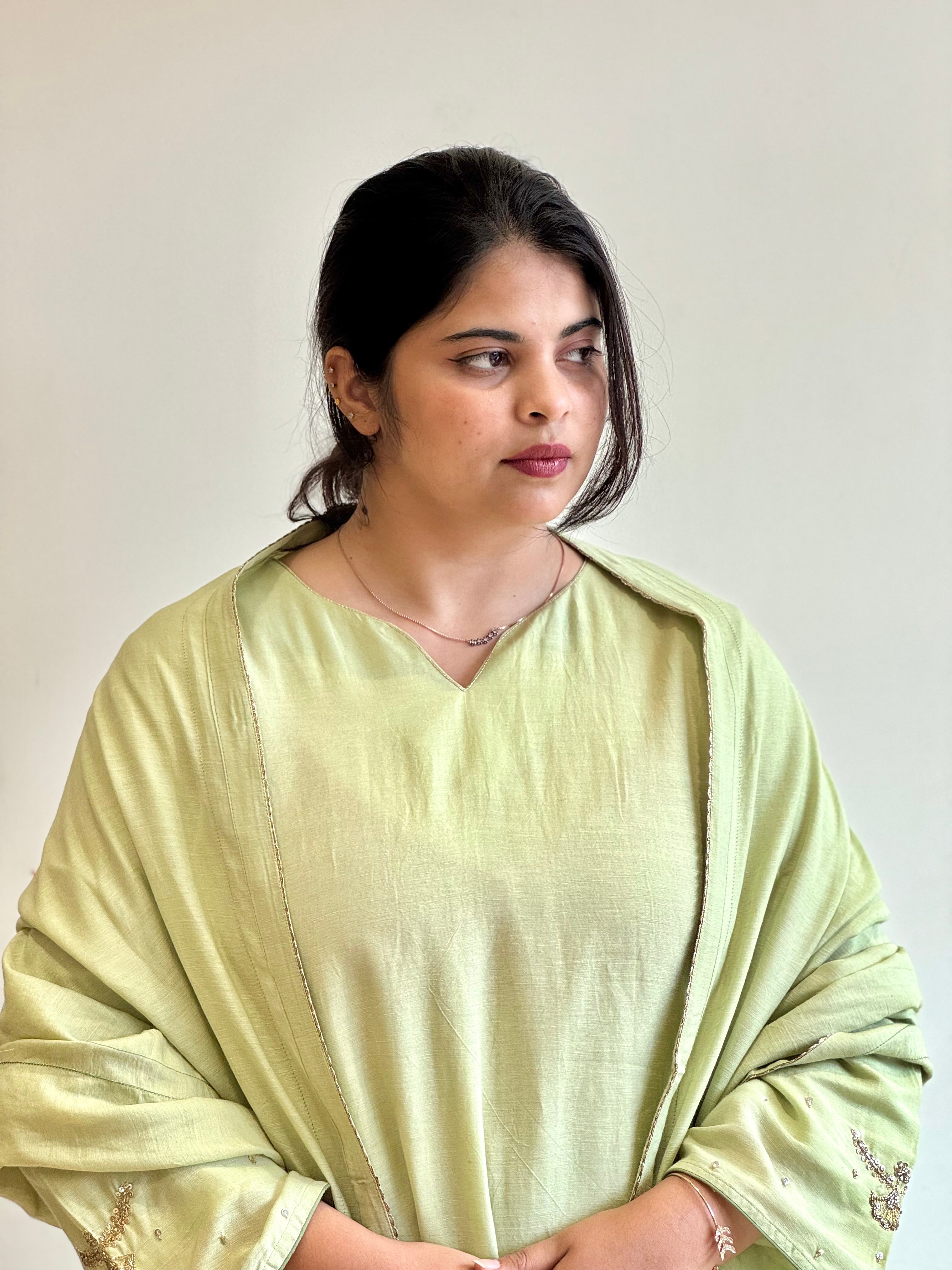 Lime Green Handworked suit-16676