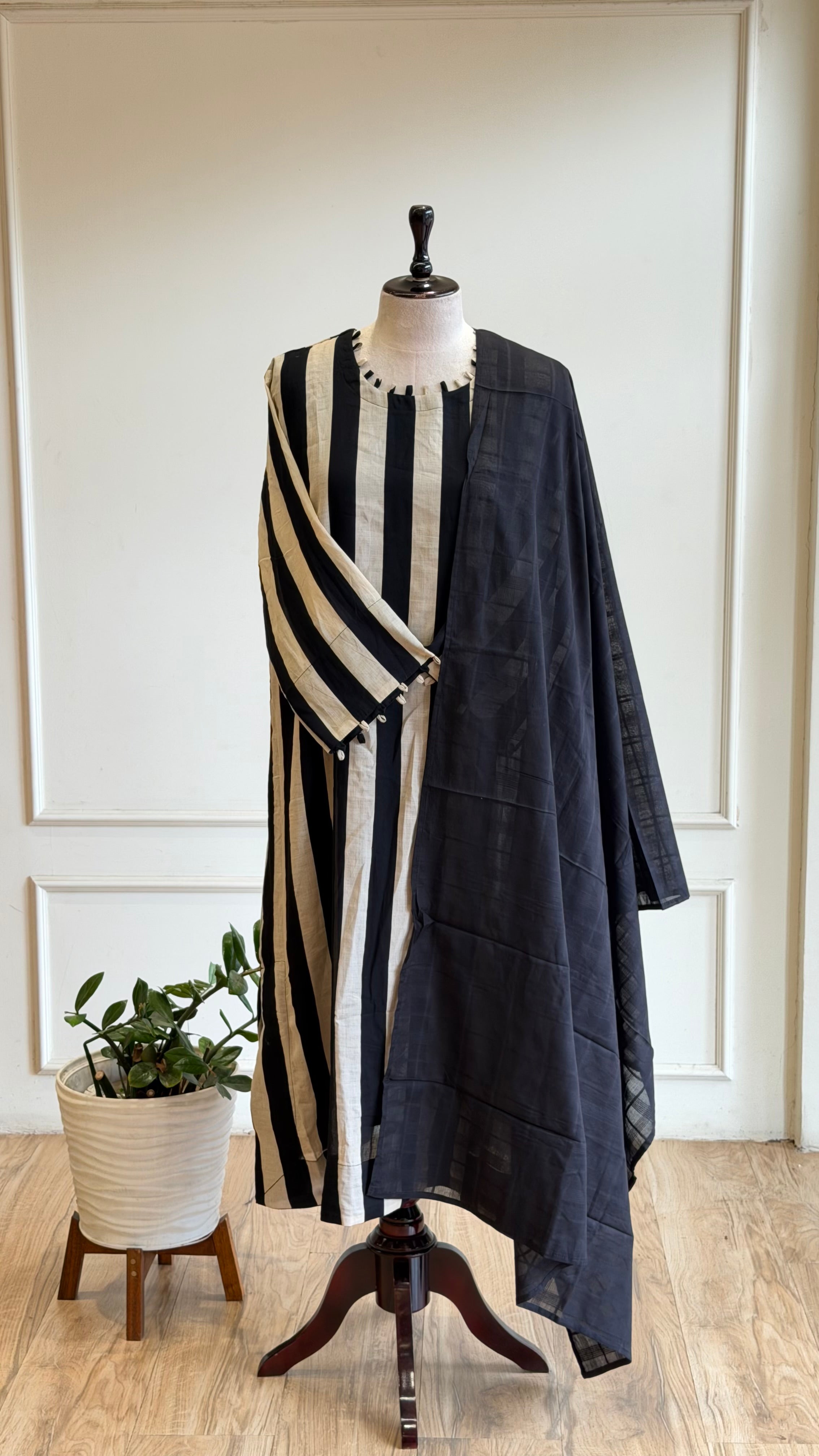 Stripe Cotton Kurta Set-17048