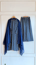 Navy Blue Cotton Loose-fit Kurta set-17591B