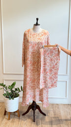 Pure Crepe Floral Kaftan Co-ord Set-17003