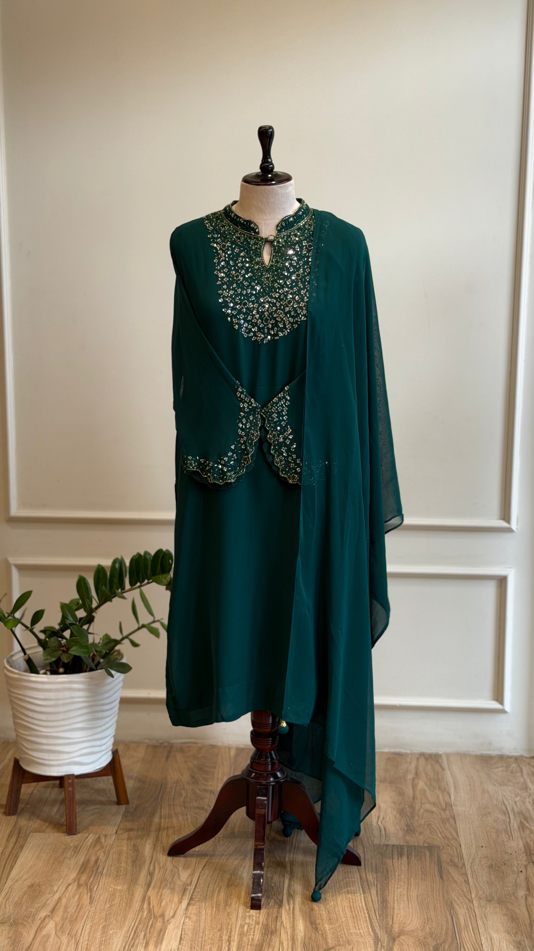 Green handworked Salwar Suit -16631
