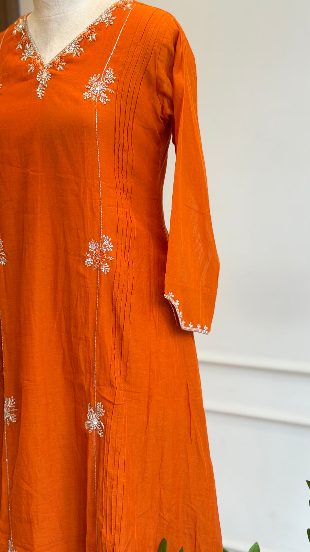 Orange Mul Chanderi Anarkali Suit- 16547