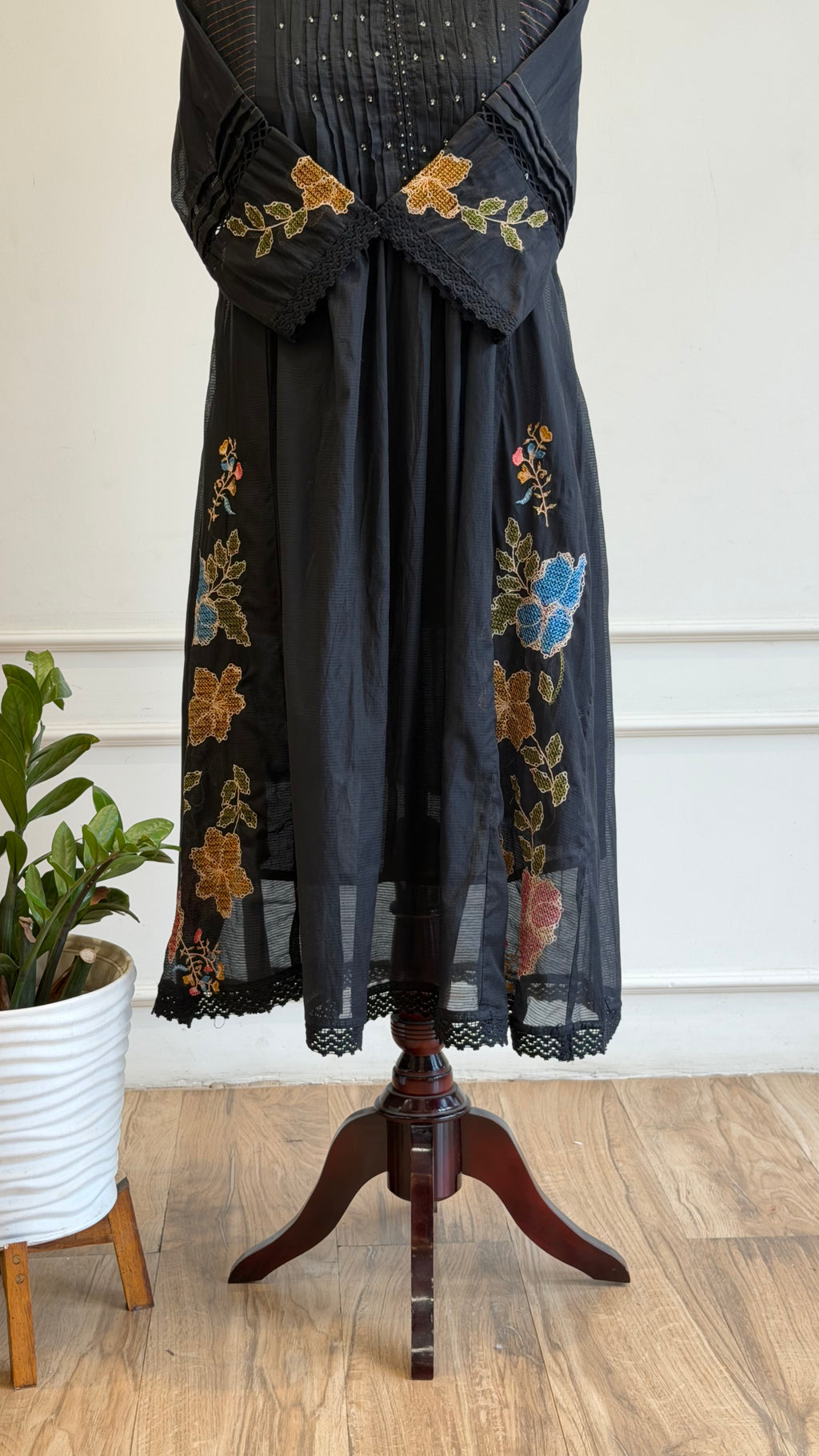 Black Embroidered Anarkali Suit-16620