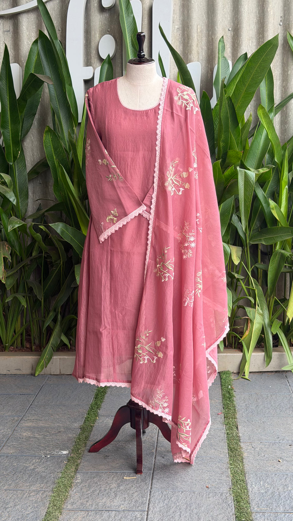 Beautiful Thread Embroidered A-line Suit-16720