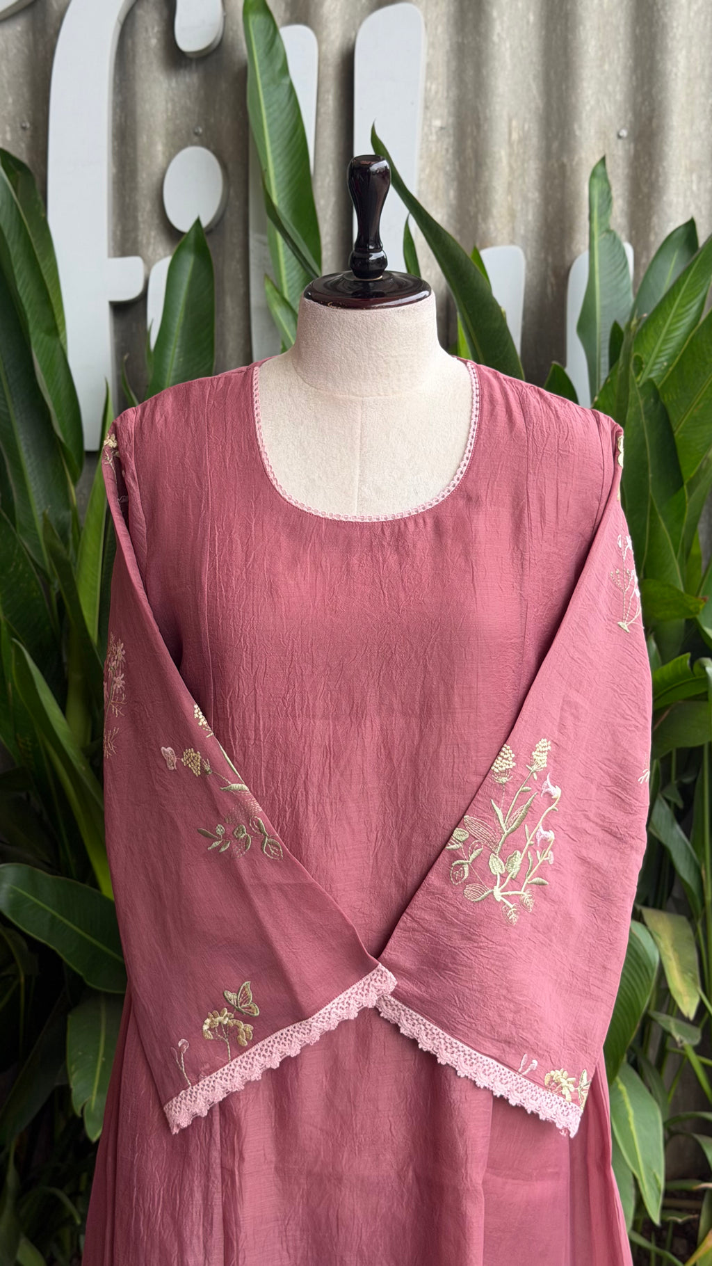 Beautiful Thread Embroidered A-line Suit-16720