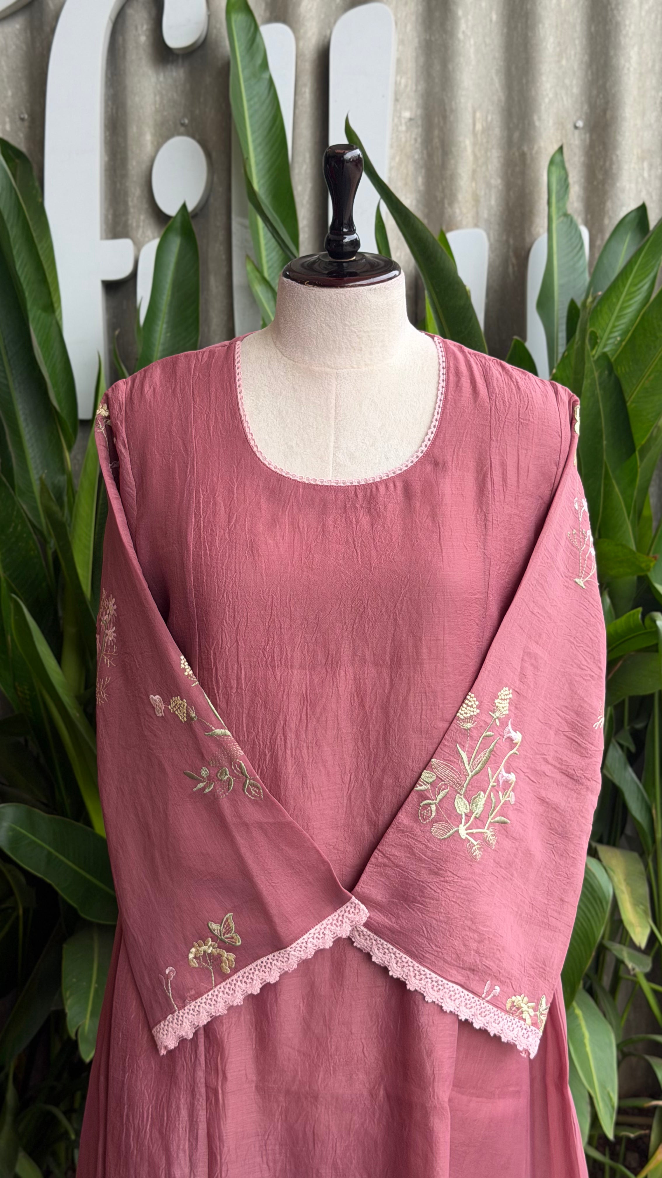 Beautiful Thread Embroidered A-line Suit-16720