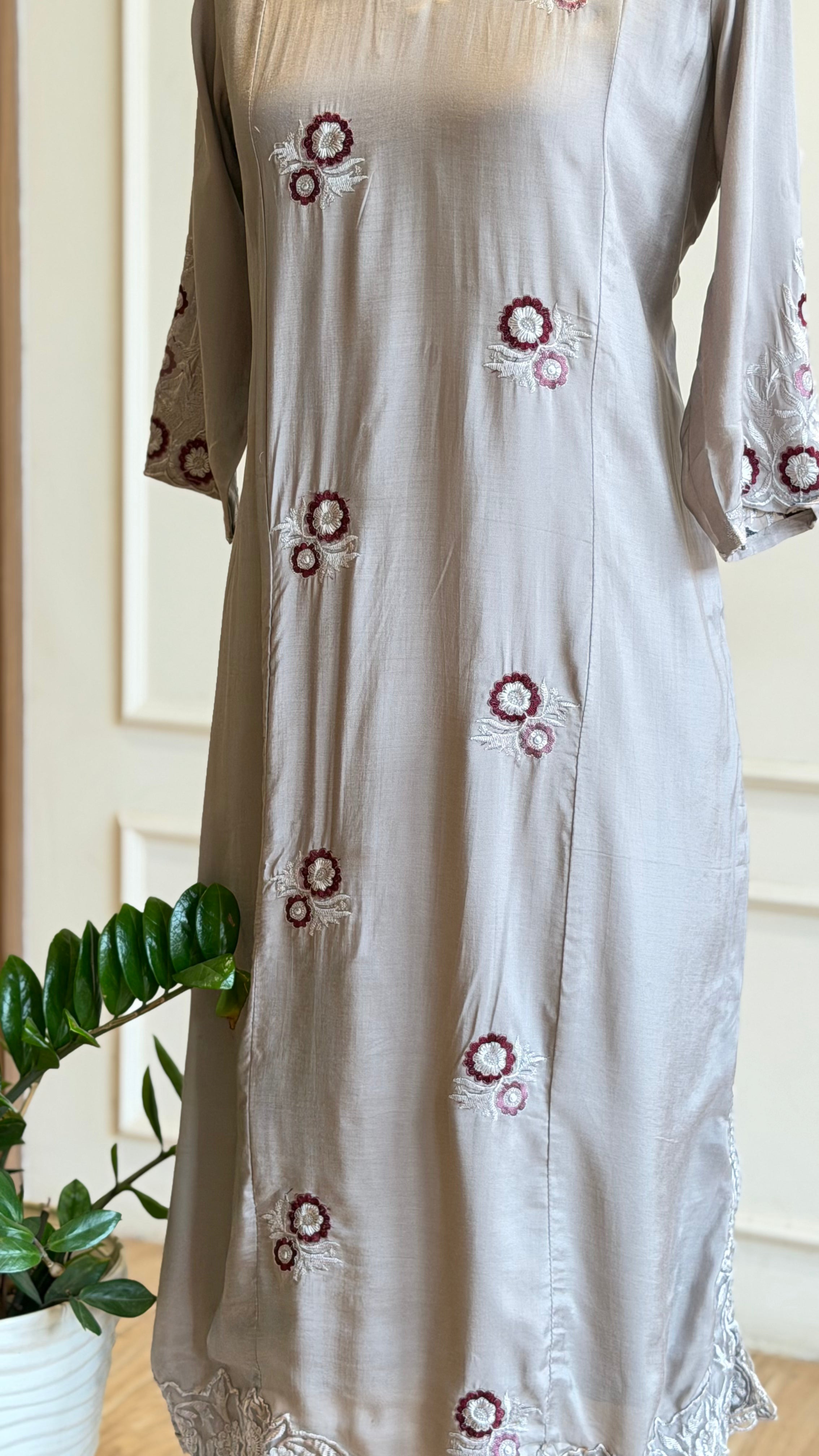 Grey Embroidered Suit -16558