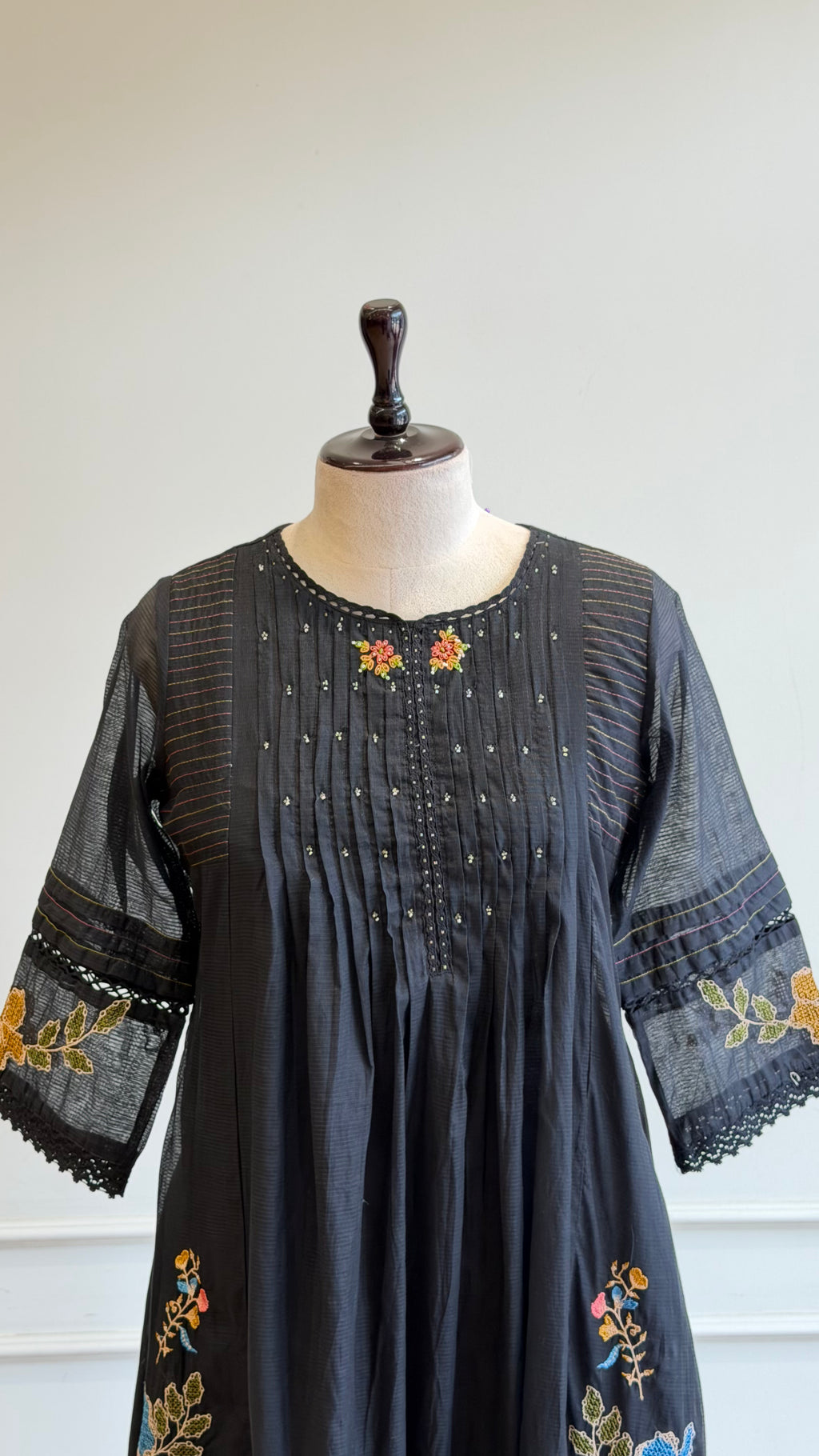 Black Embroidered Anarkali Suit-16620
