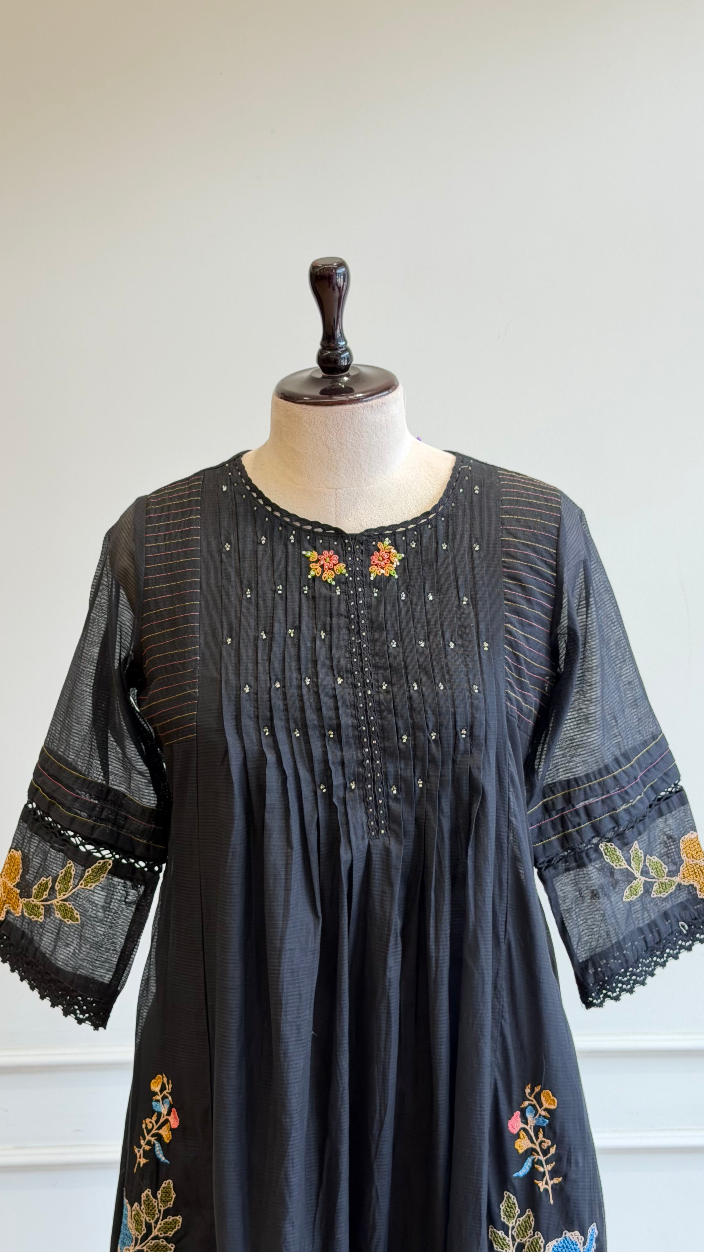 Black Embroidered Anarkali Suit-16620