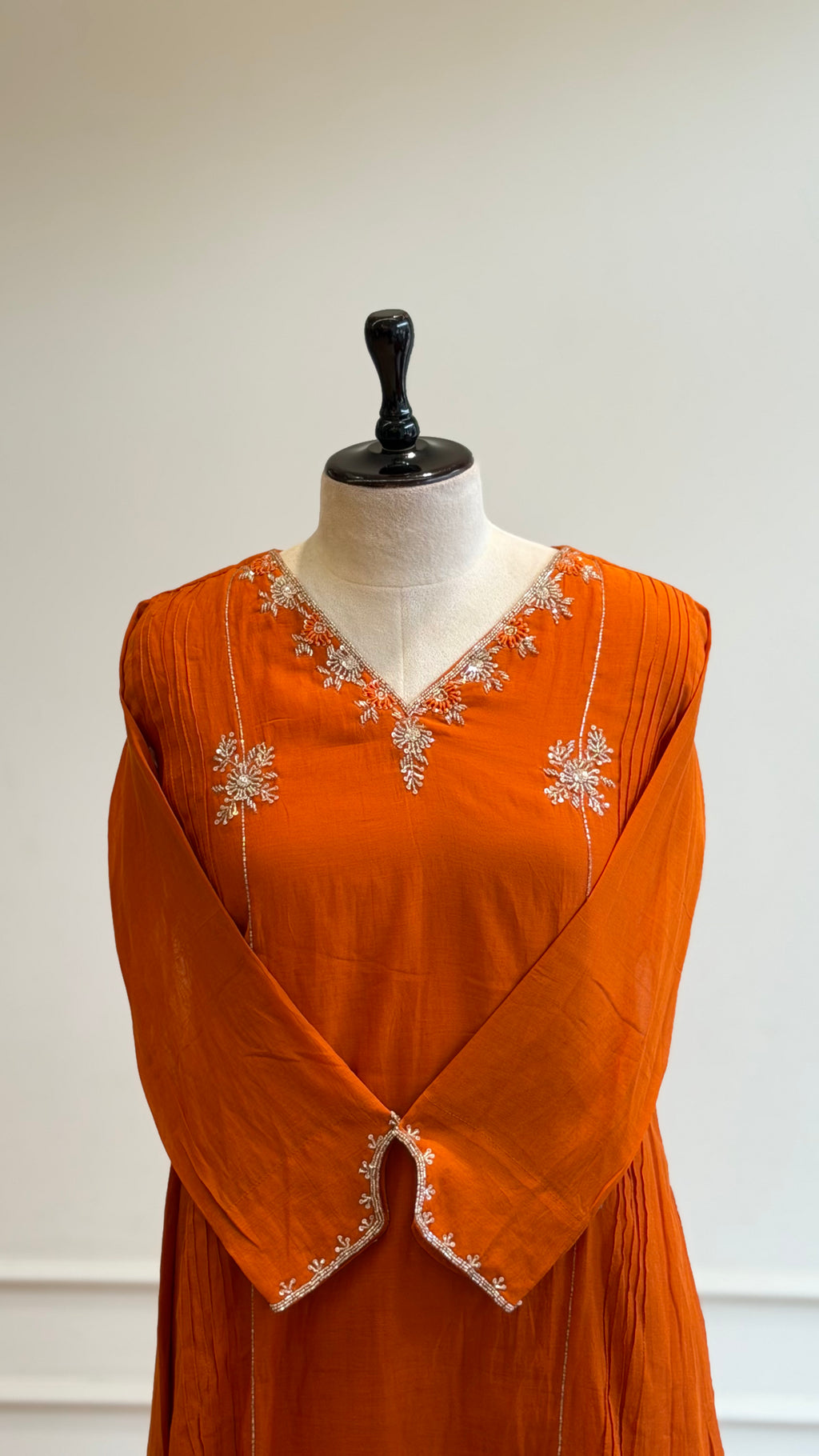 Orange Mul Chanderi Anarkali Suit- 16547