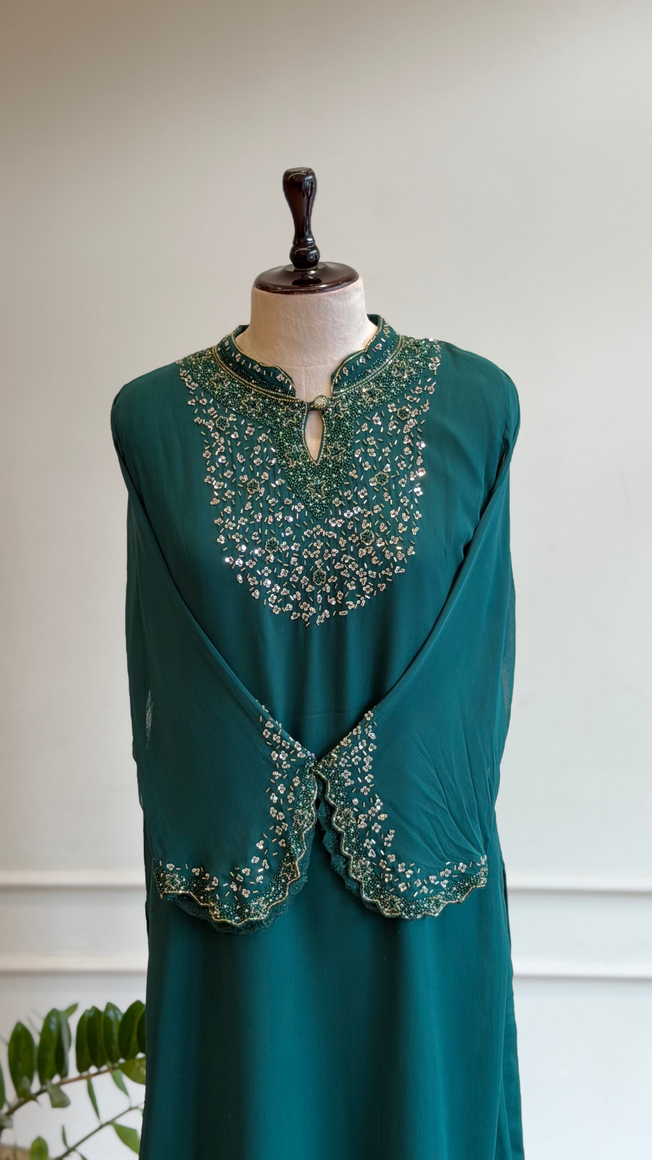 Green handworked Salwar Suit -16631