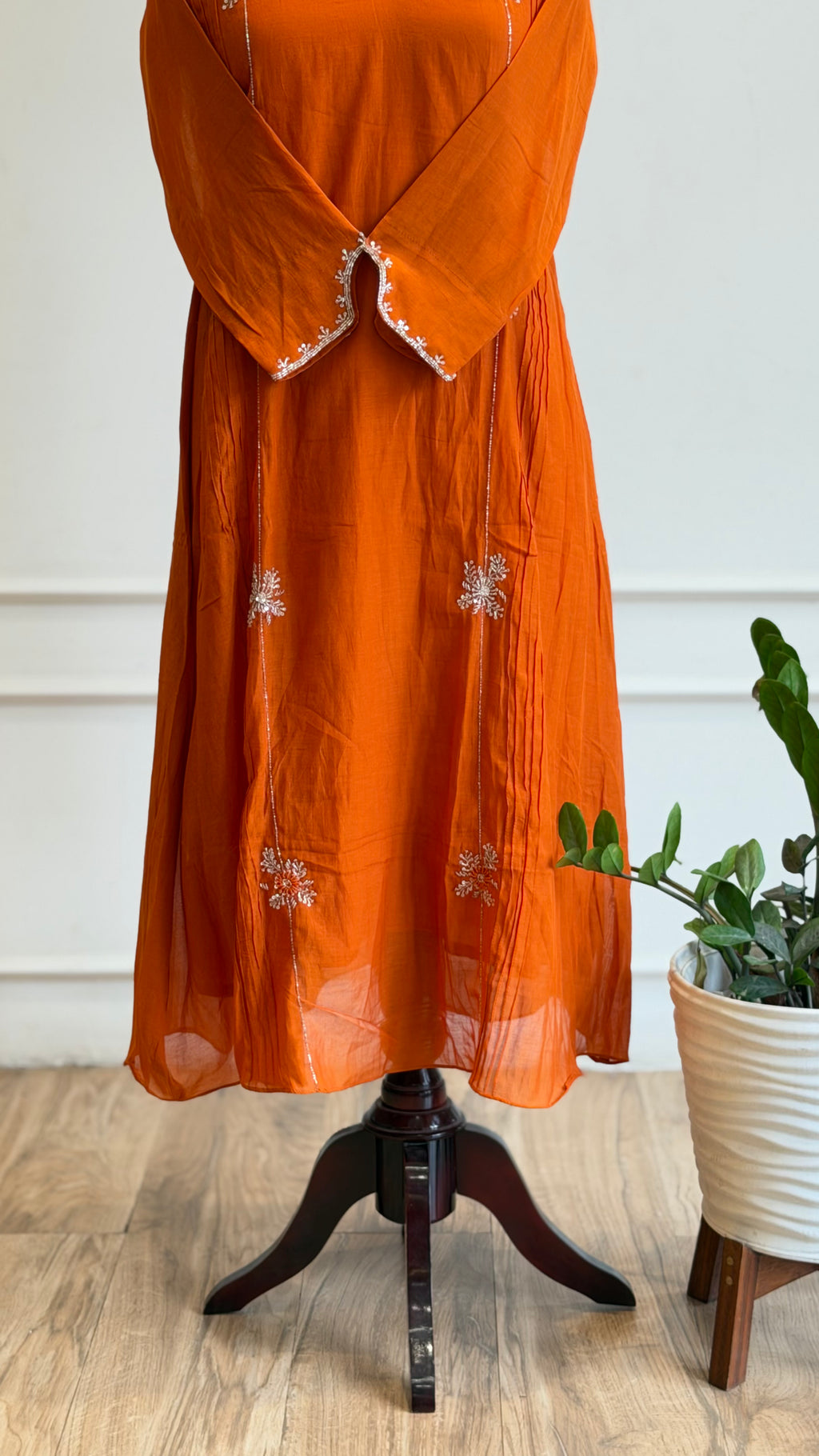 Orange Mul Chanderi Anarkali Suit- 16547