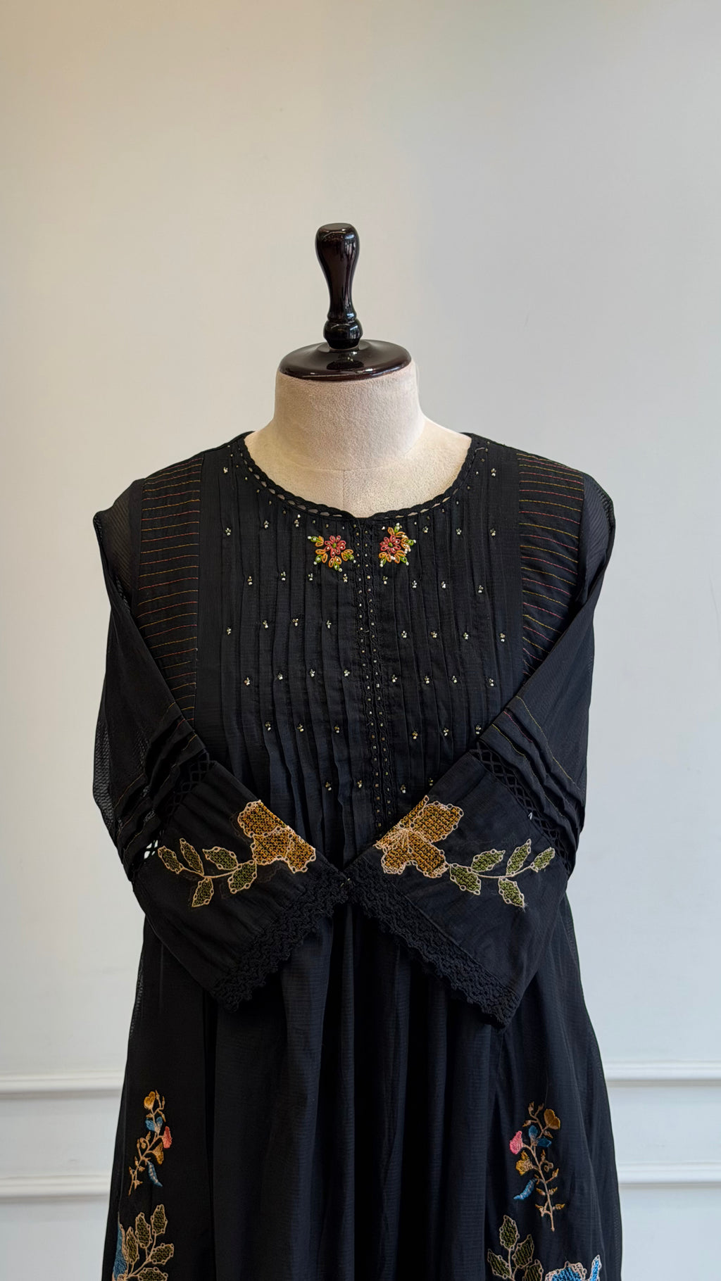 Black Embroidered Anarkali Suit-16620
