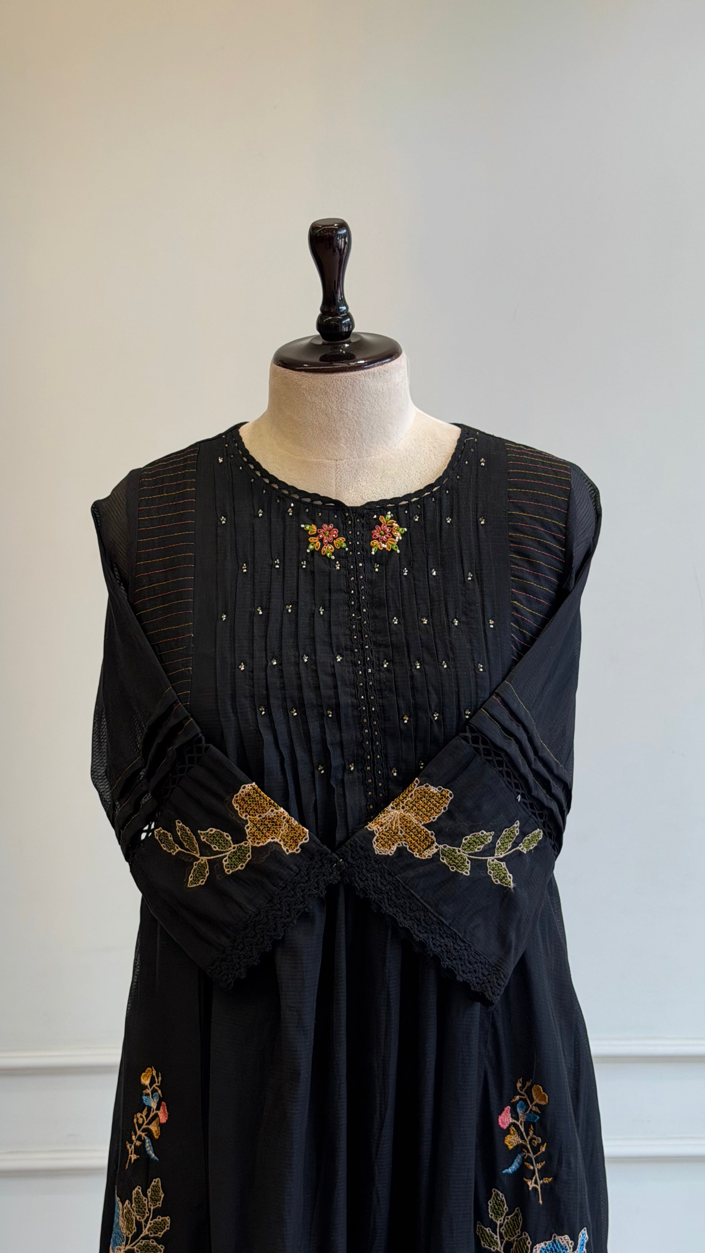 Black Embroidered Anarkali Suit-16620