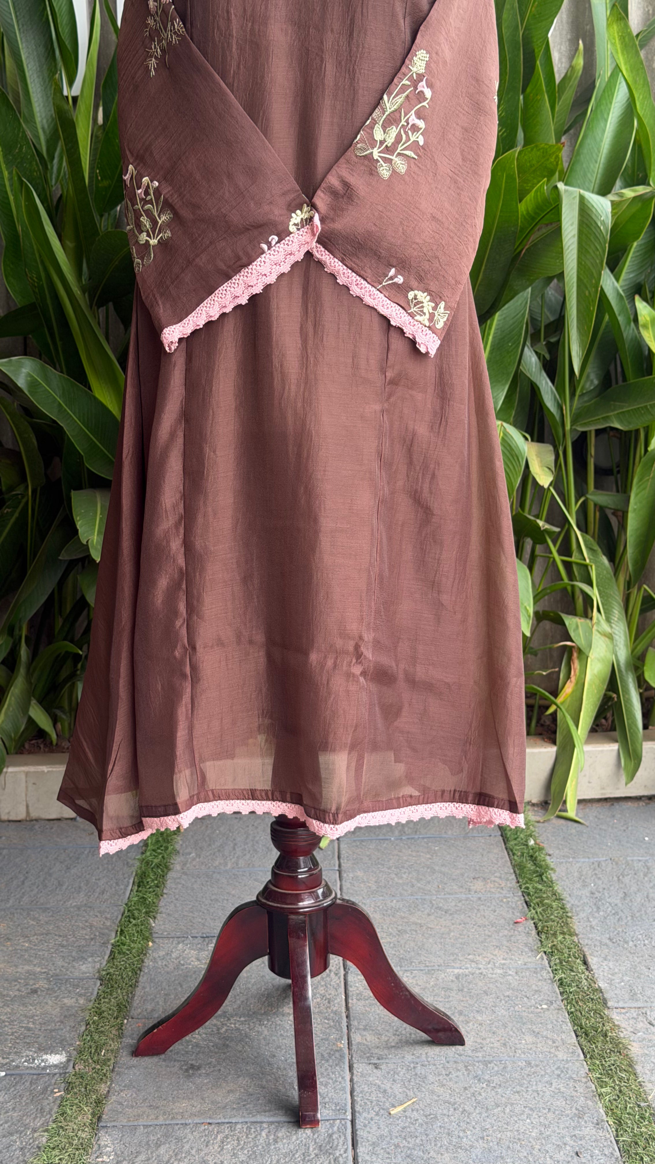 Beautiful Thread Embroidered A-line Suit-16720