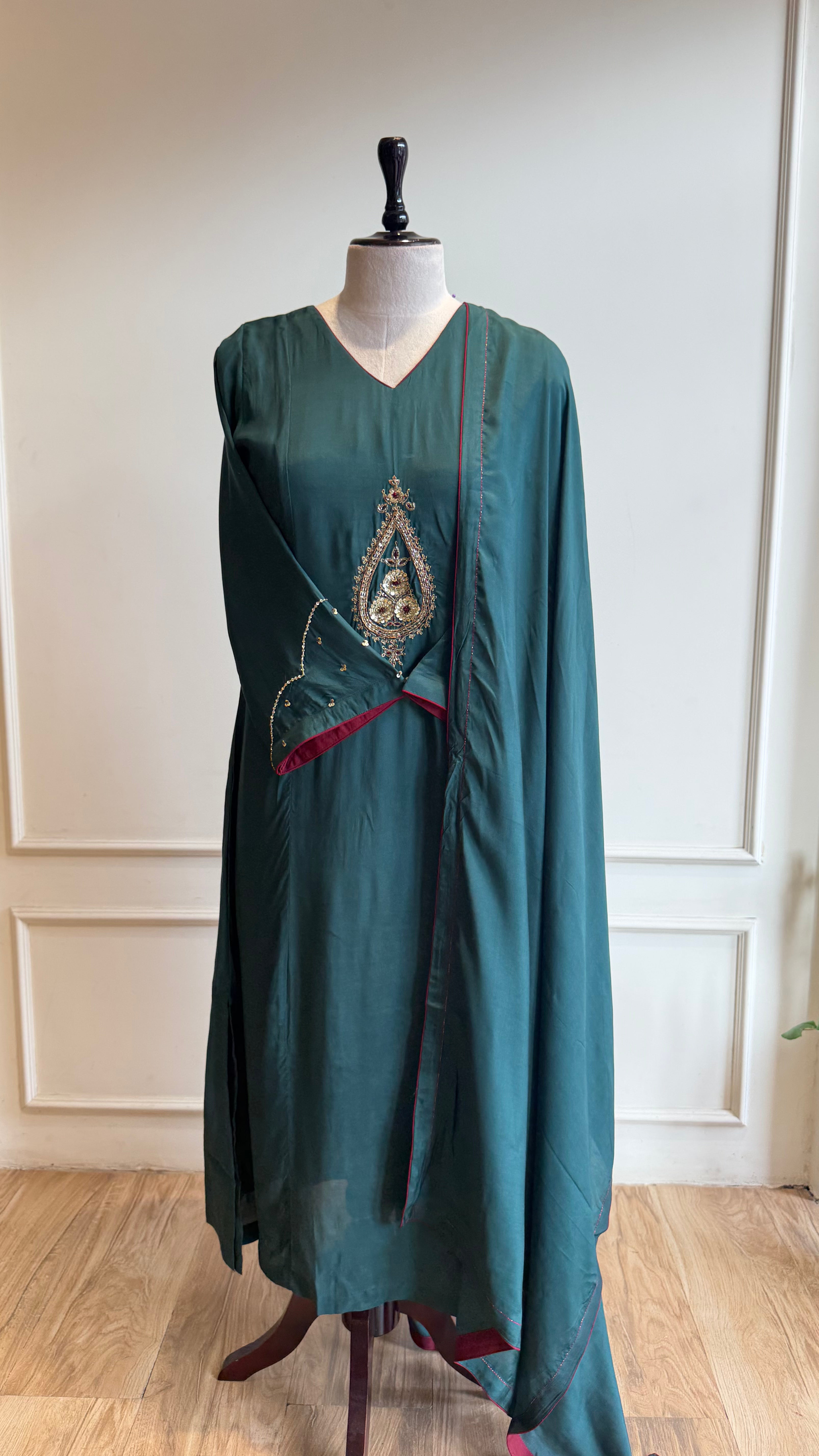 Green Handworked Salwar Suit - 16675