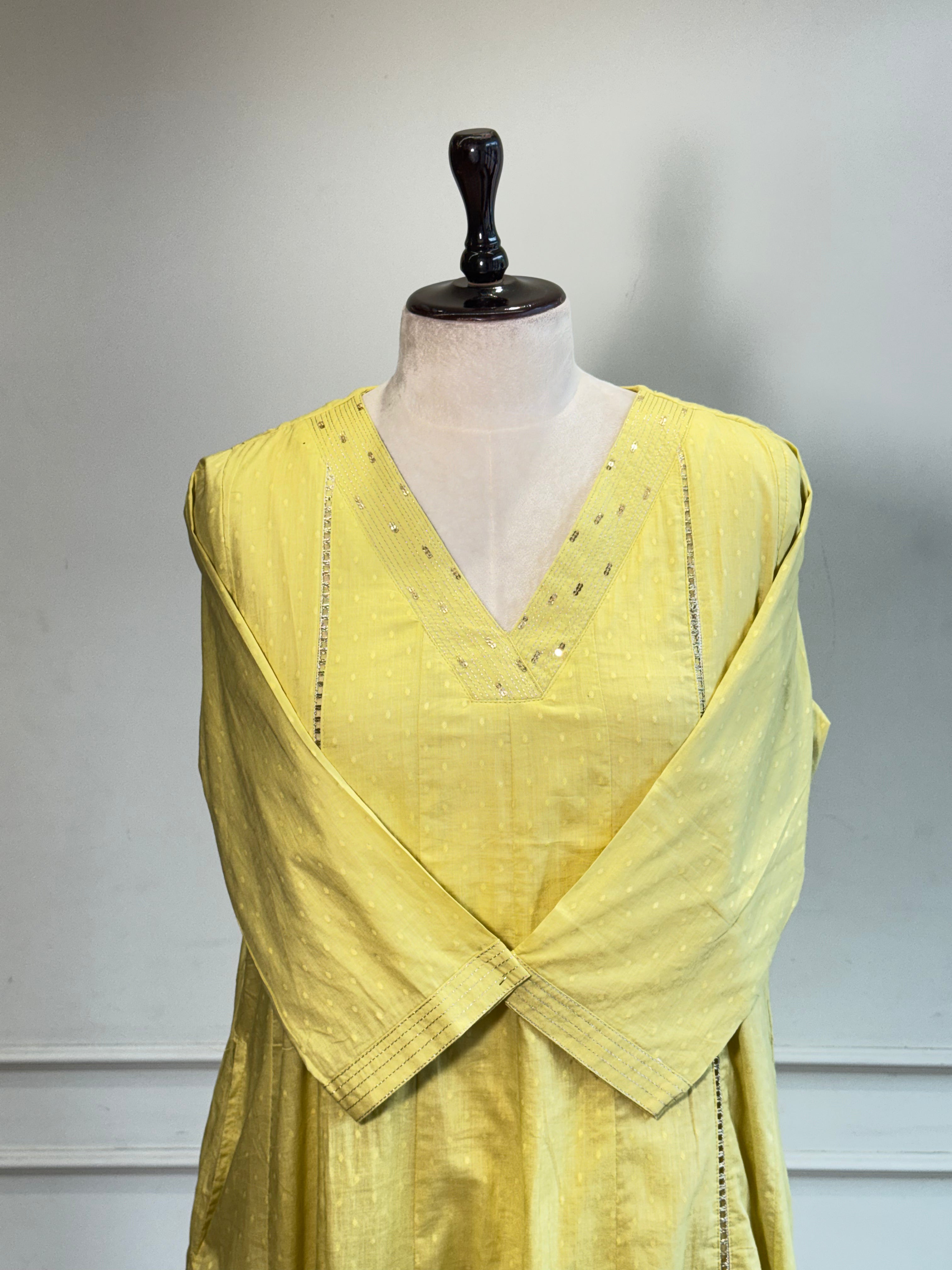 Yellow Cotton Co-ord Set -16570