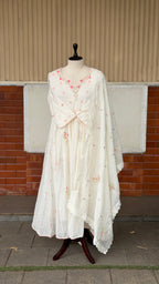 Pearl White Floral anarkali - 16265