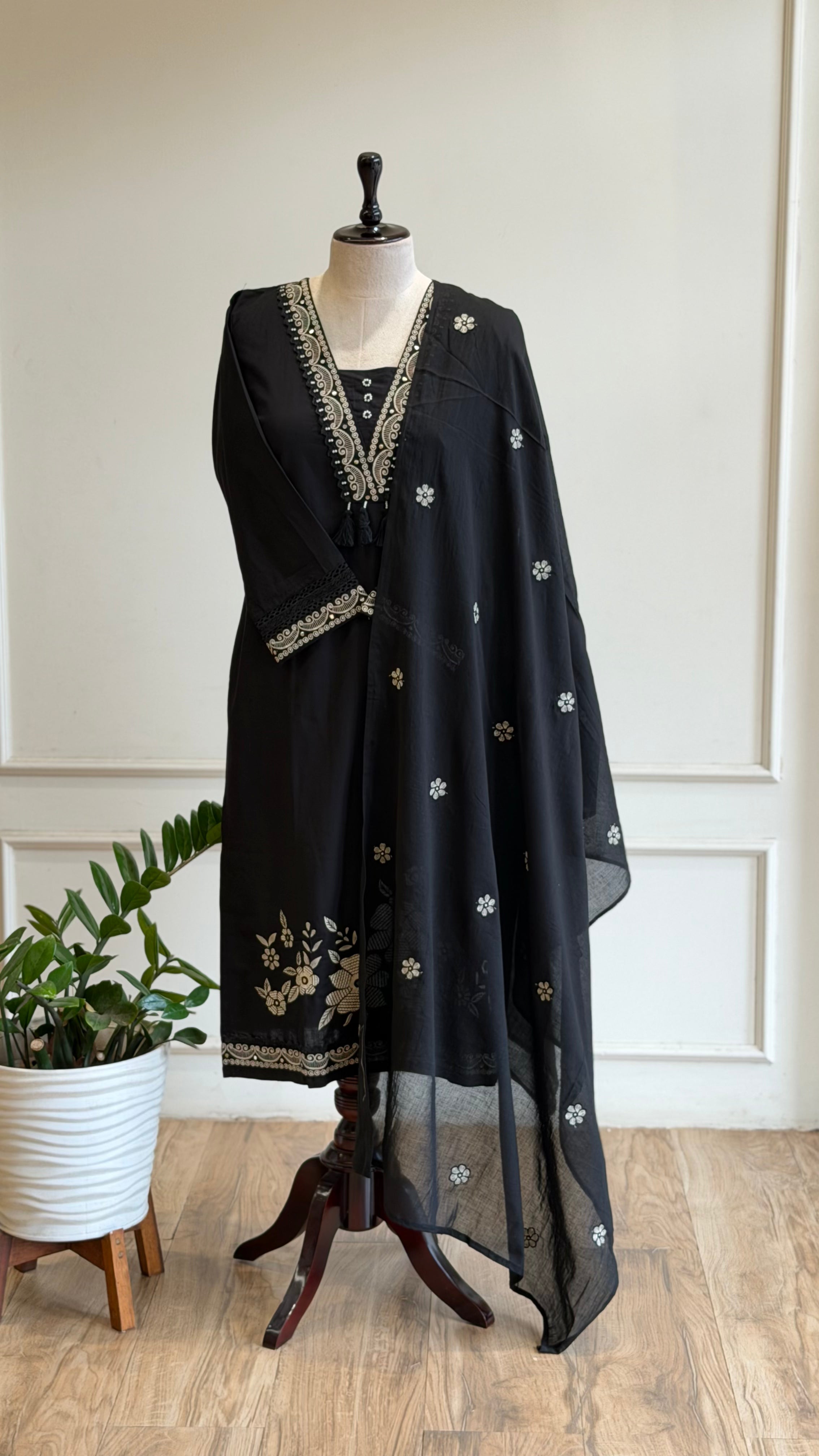 Black Cotton Suit - 16080