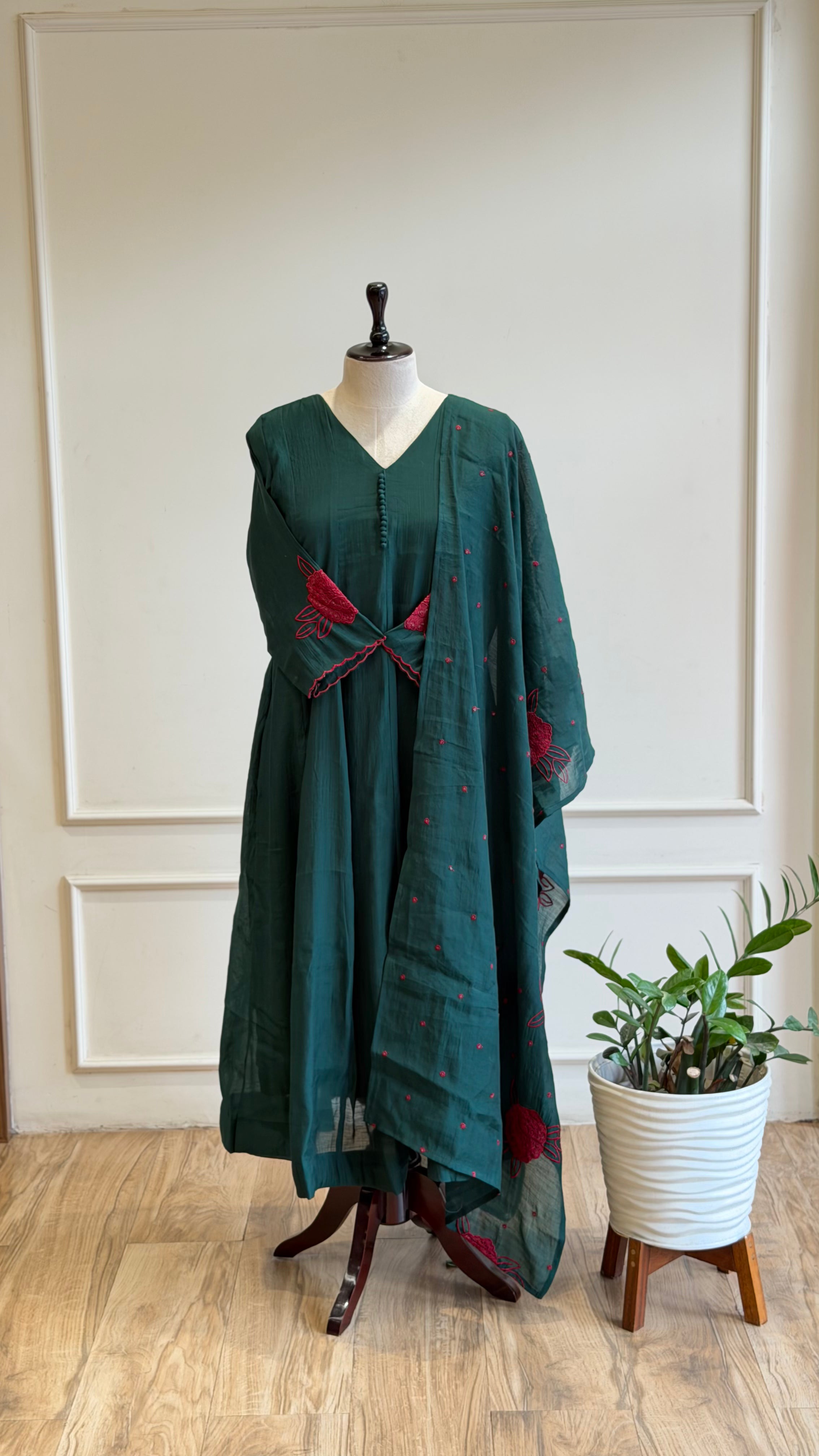 Chanderi Anarkali Suit - 16556