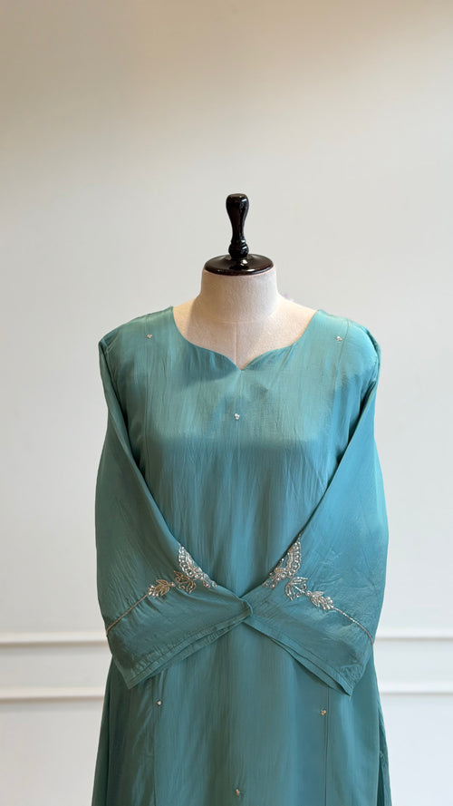 Aqua green Hand Worked suit - 16602