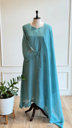 Aqua green Hand Worked suit - 16602