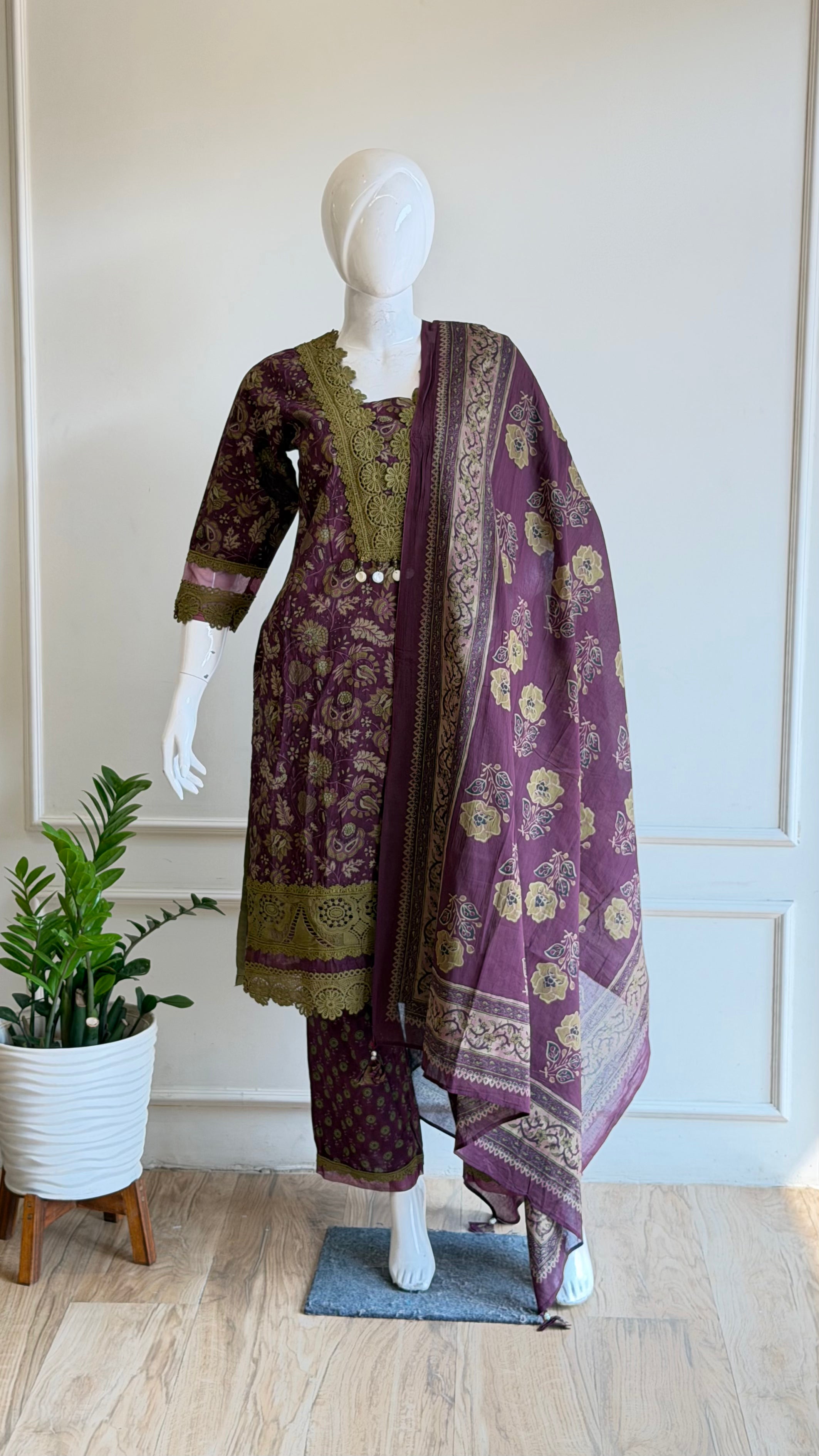 Wine cotton suit