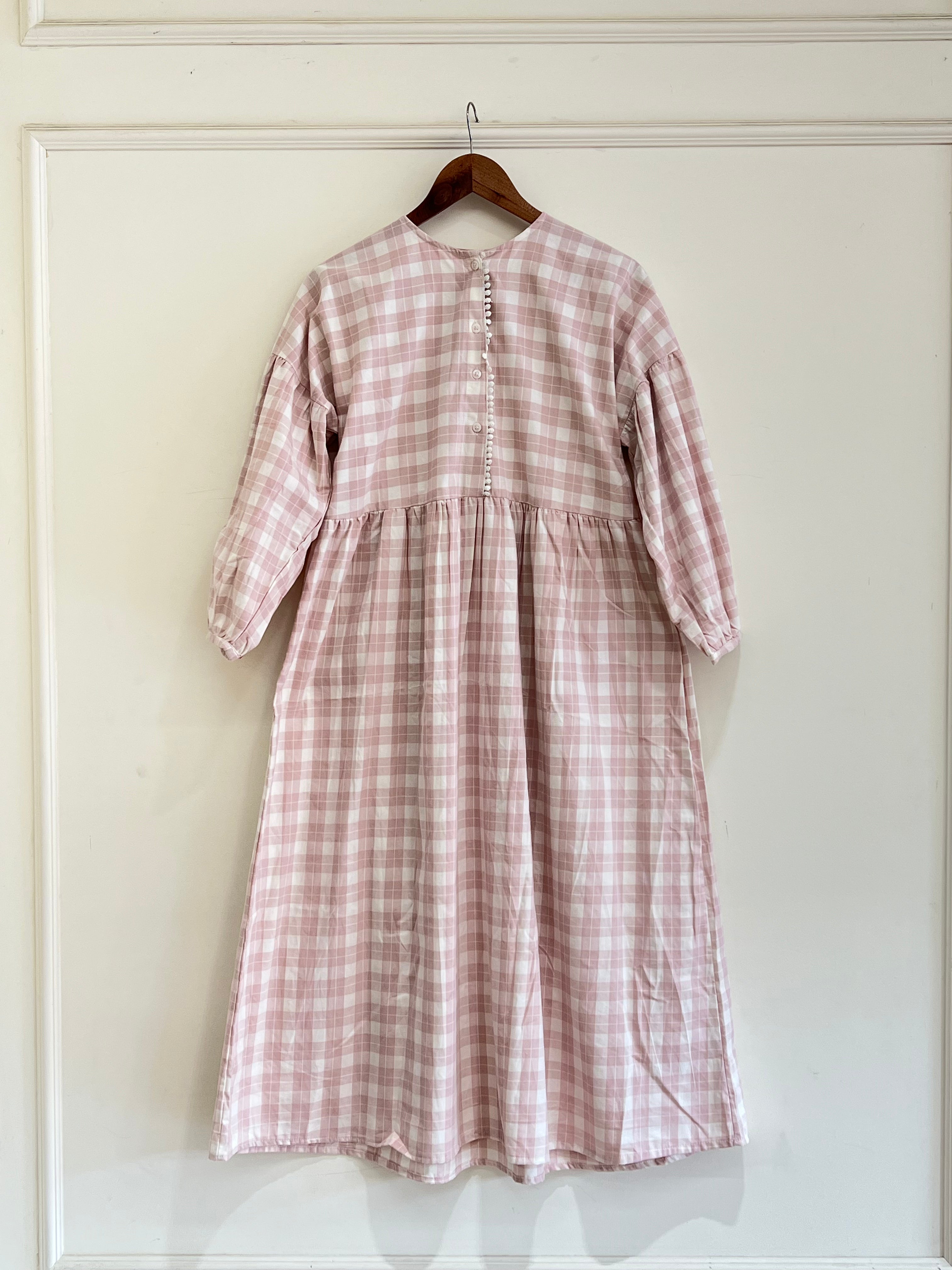 Checked baby pink dress