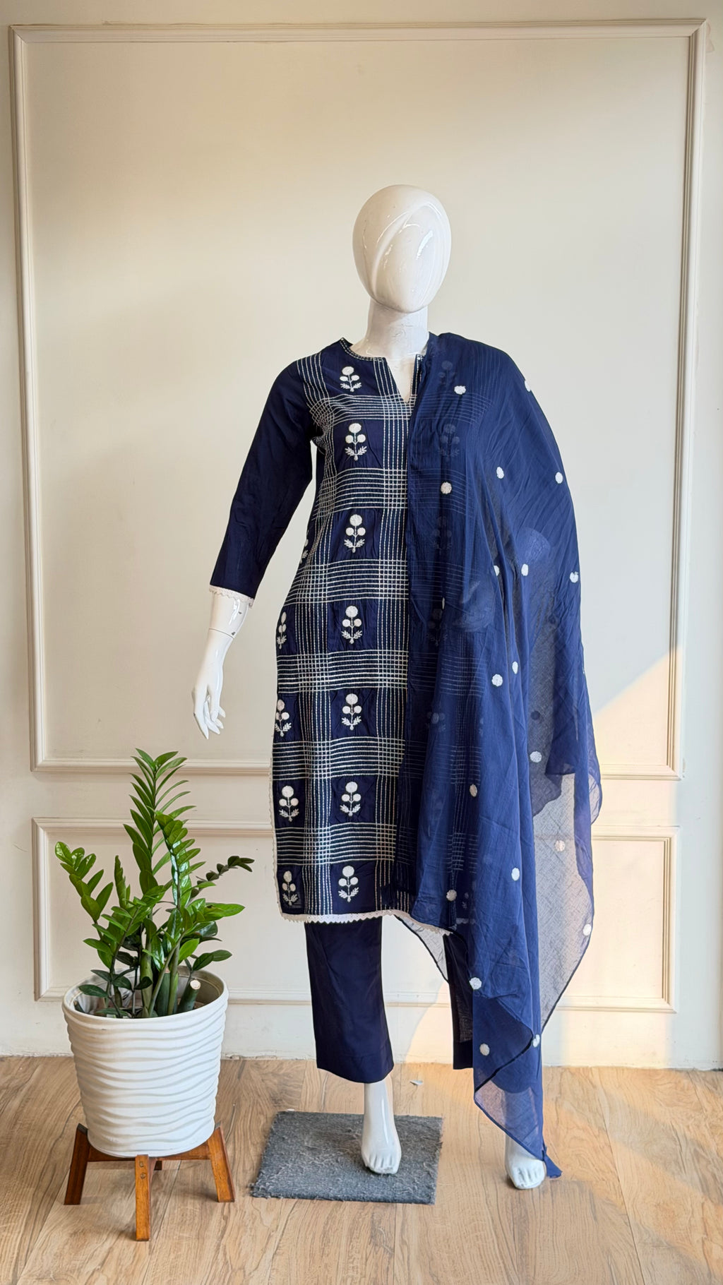 Blue cotton suit