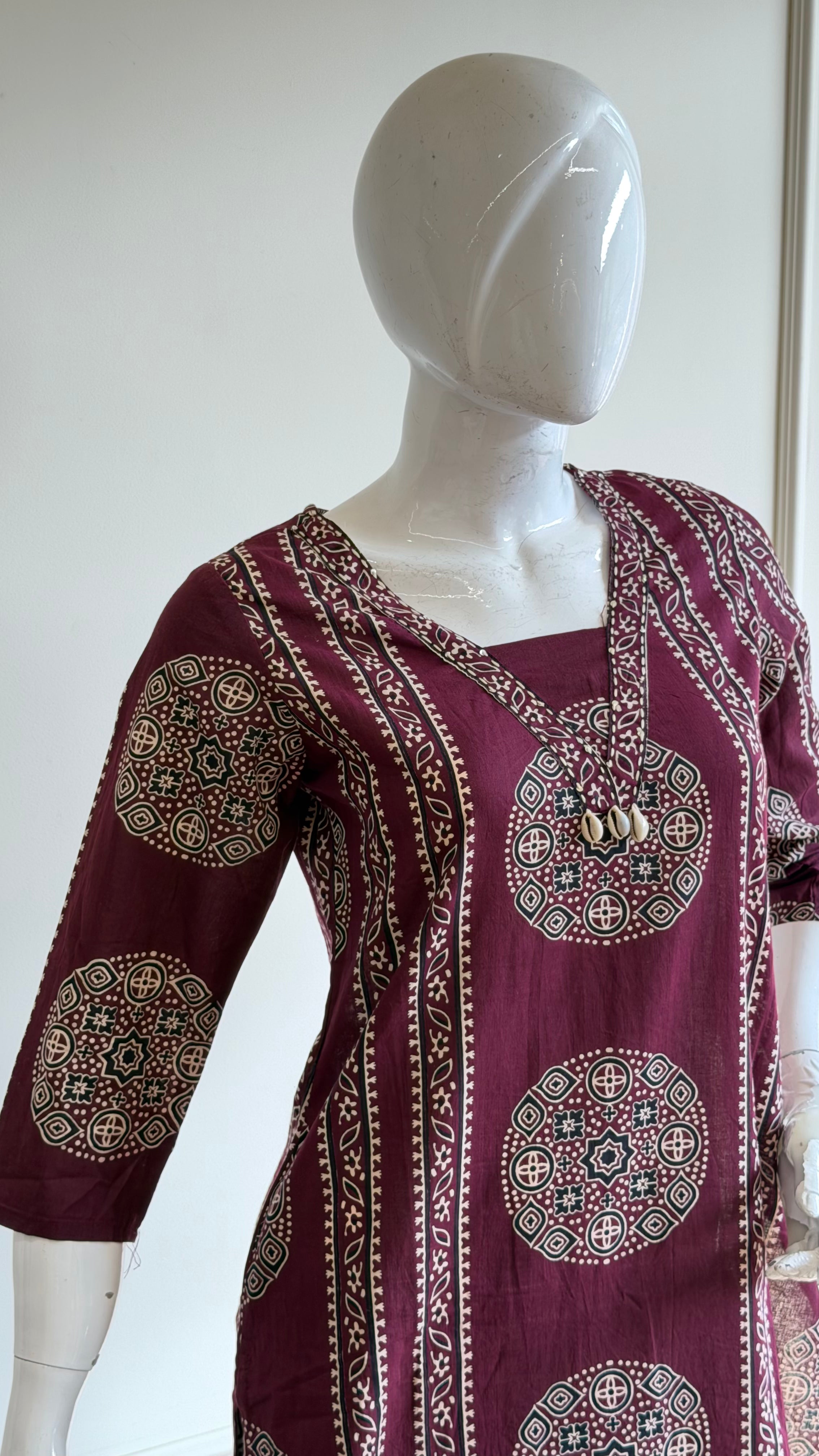 Wine ajrak cotton suit