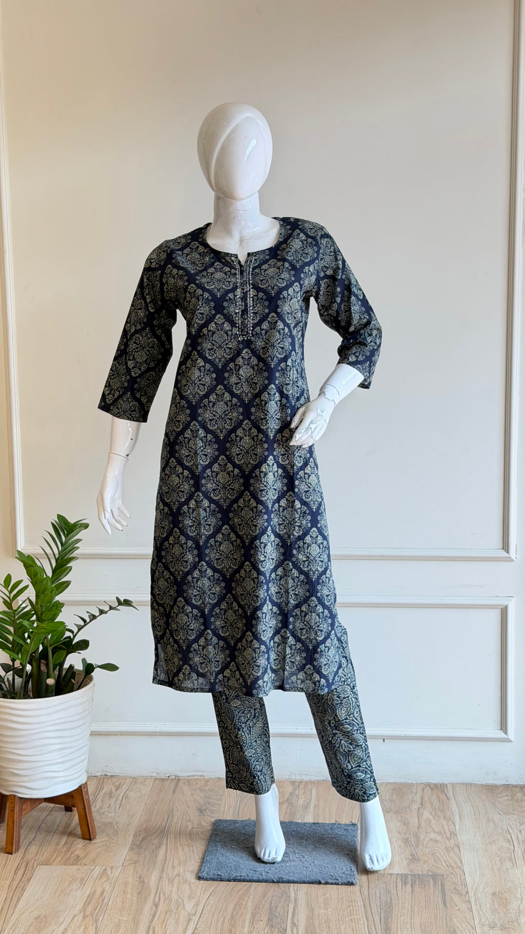 Navy blue cotton suit