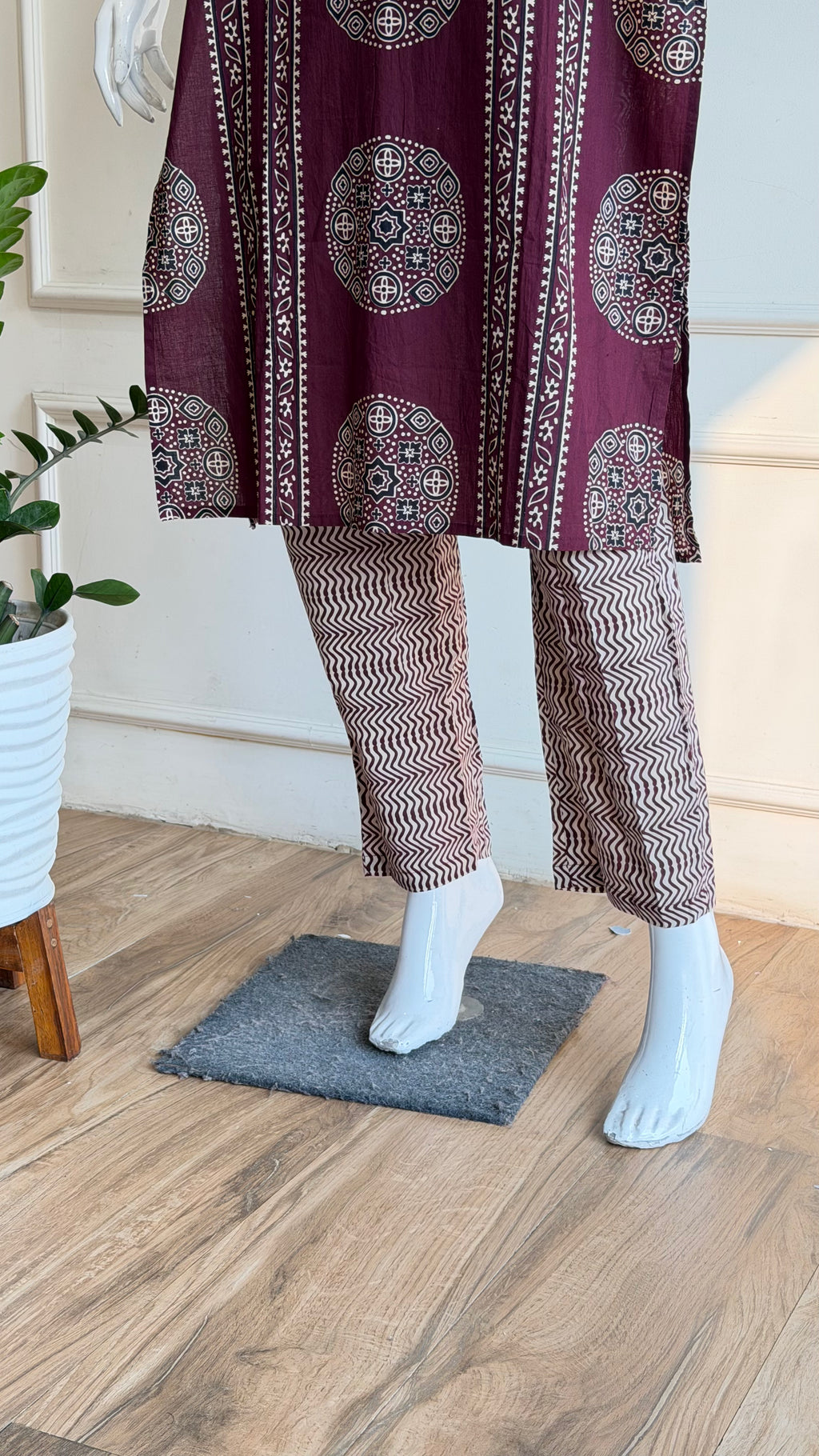 Wine ajrak cotton suit