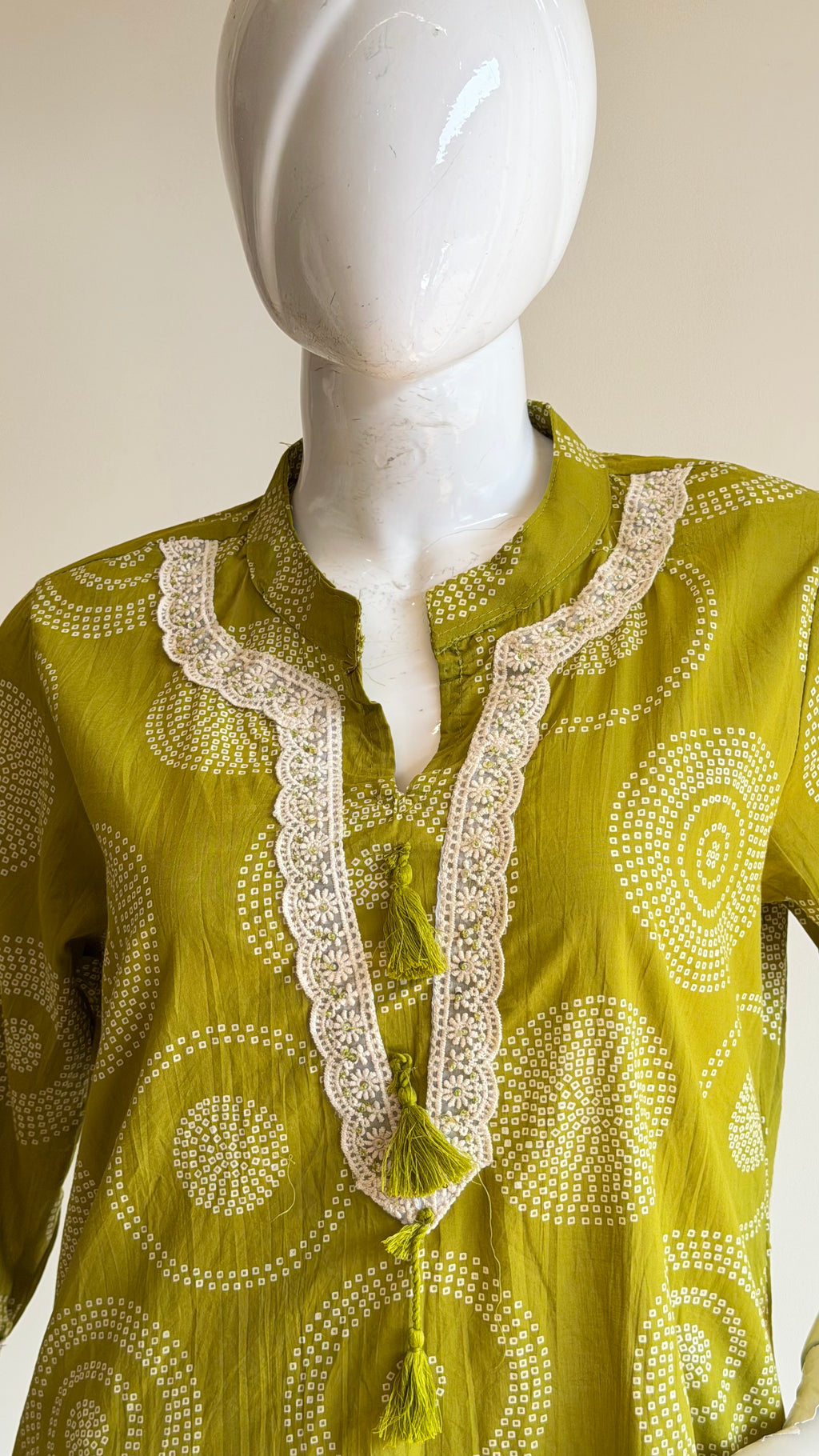 Bandhani print kurta and dupatta with schiffli palazzo bottom