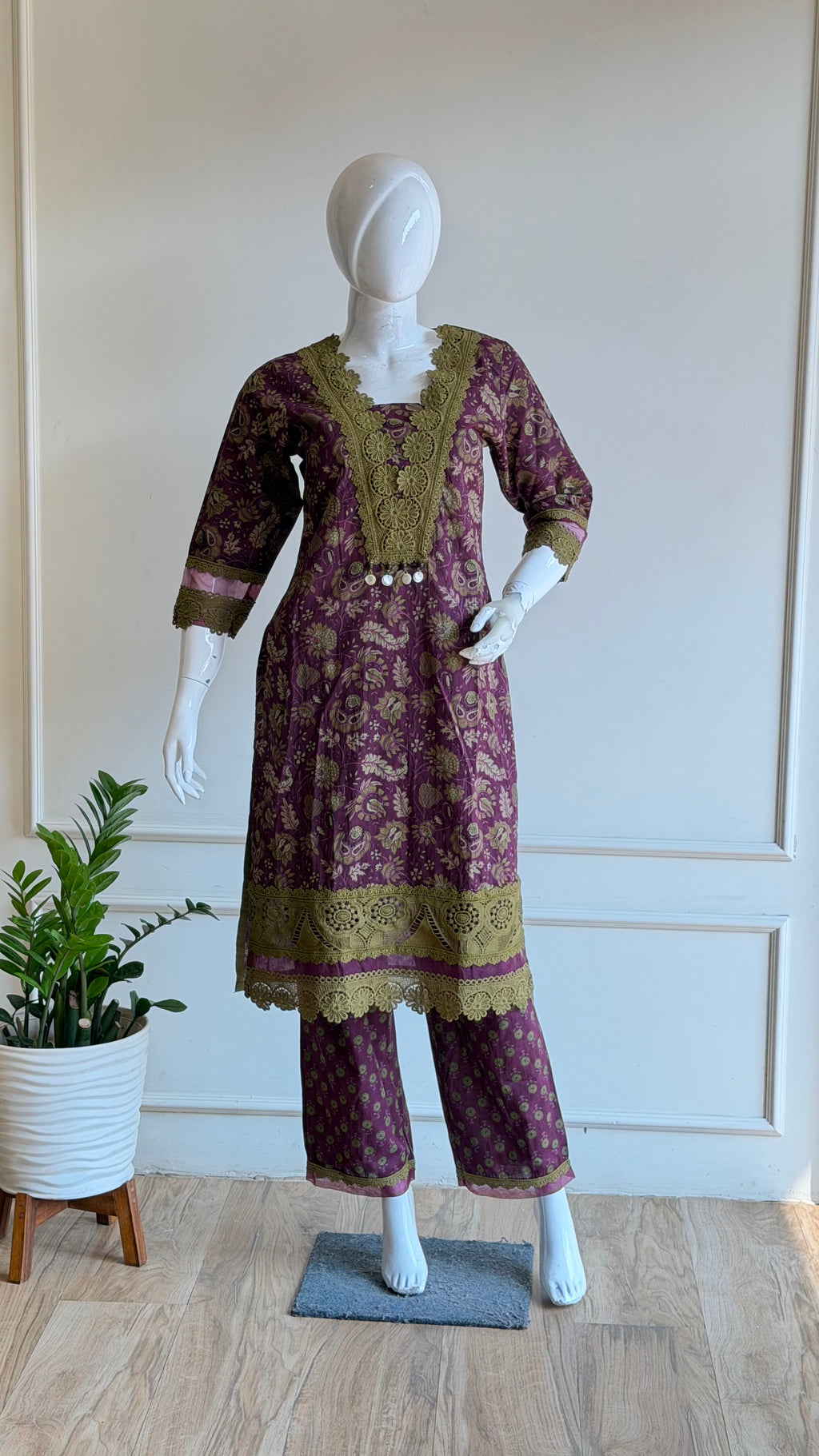 Wine cotton suit